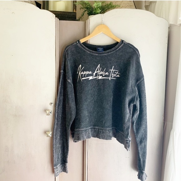 Charles River Apparel Tops - Kappa Alpha Theta Waffle Knit Crew Neck Sweatshirt